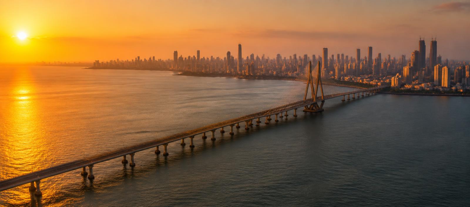 Mumbai skyline at sunset